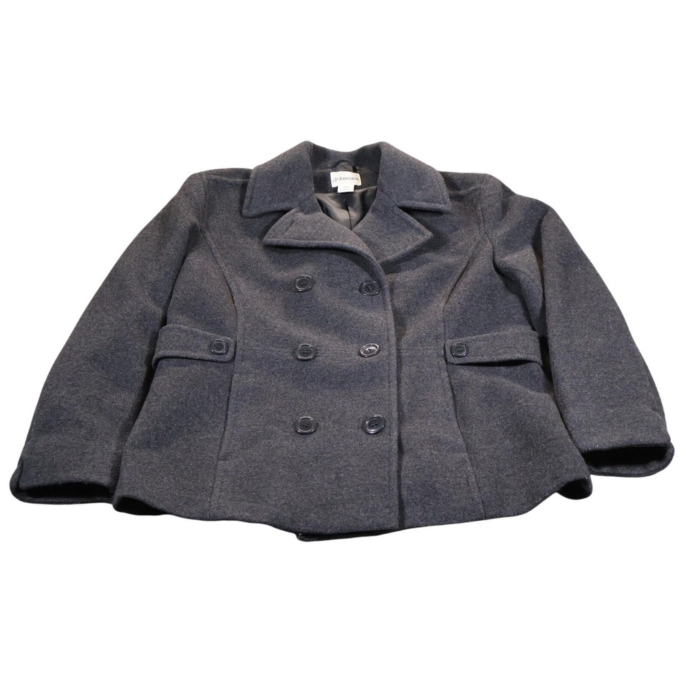 St Johns Bay Peacoat Womens Large Wool Cashmere Blend Double‎ Breasted Jacket